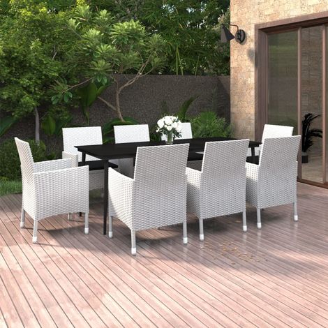 Ensemble à manger de jardin coussins 9 pcs Résine tressée Verre vidaXL (1/5)