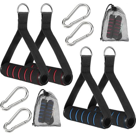 Poignée de Tirage Musculation,4 Pièces Tirage Musculation Poignées de Résistance avec 4 Pièces Mousquetons,pour Le Fitness,la Gym,Le Yoga et Les Biceps (1/5)