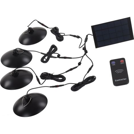 4-flammige LED-Solar-Hängeleuchte mit IR-Fernbedienung, wasserdicht, Dämmerungssensor, sparsam, für den Außenbereich, Garten, CE/ROHS/FCC-zertifiziert, kaltweiß, eingebauter Akku. (1/5)