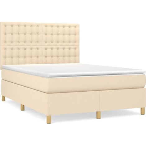 Maison Exclusive - Boxspringbett mit Matratze Creme 140x190 cm St