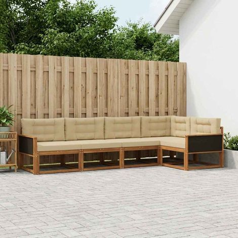 vidaXL Outdoor-Sofagarnitur 5 pcs Natur und Beige (1/5)