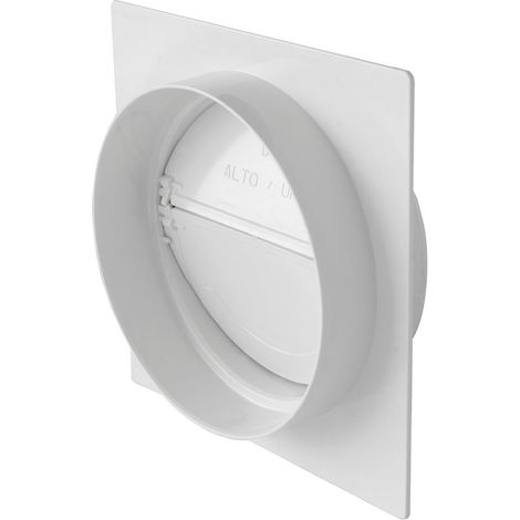 Plaque pour passage de mur-tube Ventilation rond Ø100 Blanc avec clapet anti-retour - First Plast (1/2)