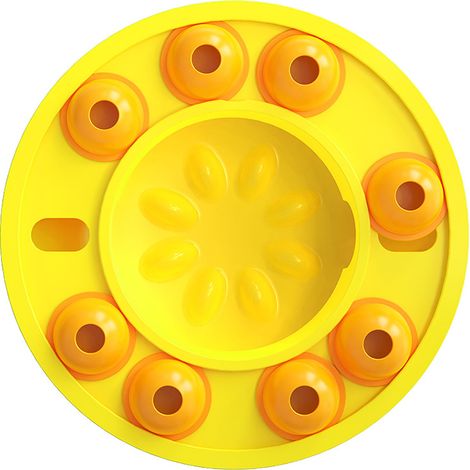 Intelligenzspielzeug für Hunde, Leckerli-Spender, interaktives Denkspielzeug mit einstellbarem Schwierigkeitsgrad, Leckerli-Spender mit verzögerter Freisetzung, gelb (1/4)