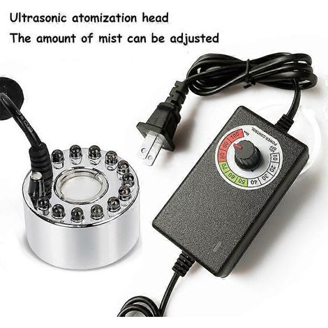 Atomiseur ultrasonique pour fontaines et bassins, atomiseur lumineux coloré sur le thème d'Halloween, atomiseur britannique (avec lumière) + adaptateur réglable (1/2)