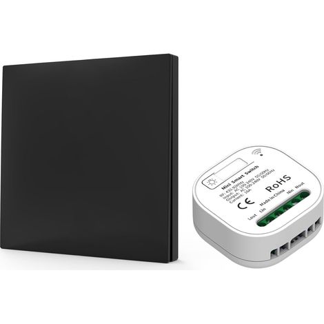 Wireless Switch 230V with Receiver AC 100-240V 10A RF433 Two-Way Switch Kit (Black 1 Switch + 1 Receiver) (1/5)