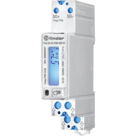 Finder Contador de energía monofásico 40 A negro