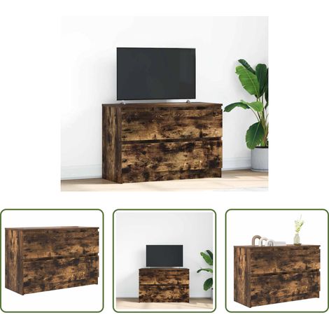 Holzwerkstoff - TV-Schrank Räuchereiche 80x35x54 cm Holzwerkstoff (1/5)