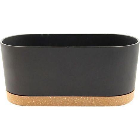 Jardinière monobloc avec trous de drainage et plateau, adaptée à une utilisation intérieure et extérieure, style contemporain gris clair 40 x 17,8 cm