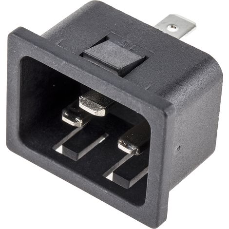 Connecteur IEC Mâle C20 RS PRO, Montage rapide, 16A, fusibles ( Prix pour 1 ) (1/2)
