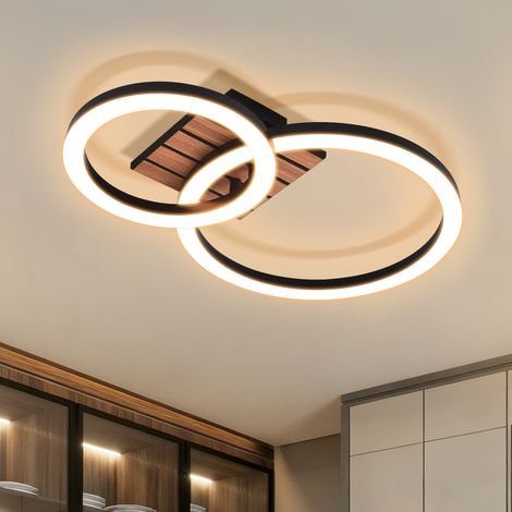 GBLY LED Plafoniera 14W 3000K Bianco Caldo Doppio Cerchio Moderno con Effetto Legno Non Dimmerabile Illuminazione Soffitto per Cucina Ingresso Guardaroba