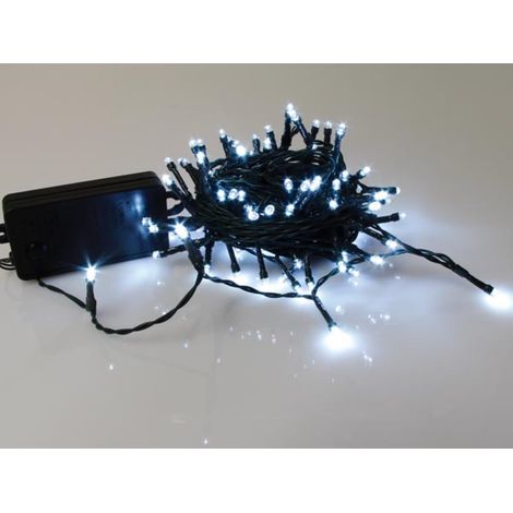 Smart Light LED - 10 m - 100 weiße Lampen - grünes Kabel - Dimmer - Batterien nicht enthalten (1/2)