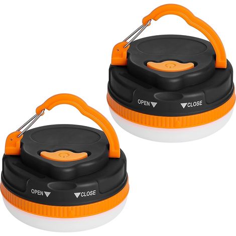 2-teiliges batteriebetriebenes Campinglaternen-Set mit Magnetfuß, wasserabweisend, 5 Leuchtmodi, 180 lm Zeltlampe für Camping, Arbeit, Jagen, Angeln und Wandern (1/5)