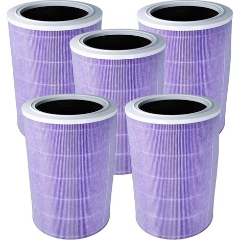 vhbw 5x HEPA Filter kompatibel mit Xiaomi Mi Air Purifier 2H Luftreiniger - Ersatz-Filter mit integriertem Aktivkohle-Filter, antibakteriell