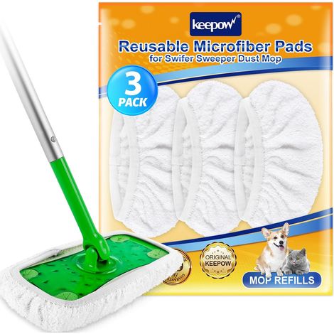 3 Chiffons en s pour Swiffer Lingettes Humides, Ultra Absorbants Recharge Compatibles avec Swiffer Balai, Nettoyage Sec et Humide (Excluant Le Balai) (1/5)