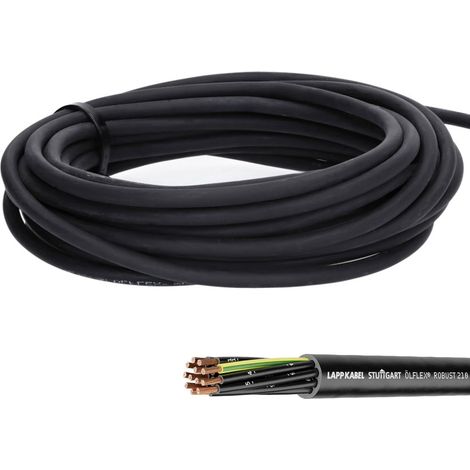 10 Meter Lapp 0021931 Ölflex Robust 210 Allwetter Steuerleitung 4 x 1,5 mm² I Leitung Außenbereich 4G1,5 mit grün-gelben Schutzleiter I schwarze nummerierte Adern