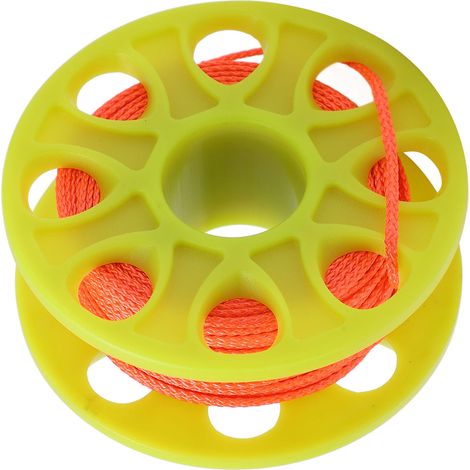 Bobine de sécurité plongée 30 mètres avec mousqueton double et corde fluorescente orange-jaune (1/5)