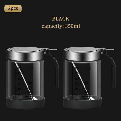 (2 pièces, 350 ml, noir) Pots en verre pour épices et aromates avec cuillère, sucrier et salière ustensiles de cuisine (1/5)
