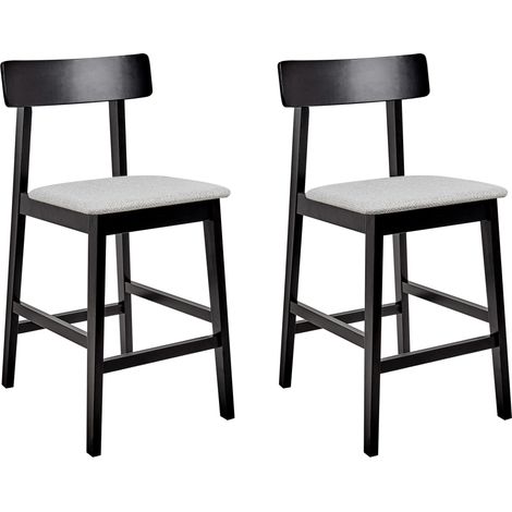 Conjunto 2 sillas bar asiento tapizado gris madera negra Isanti (1/5)