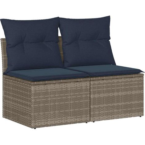 Maison Exclusive - 2-tlg. Garten-Sofagarnitur mit Kissen Grau Pol