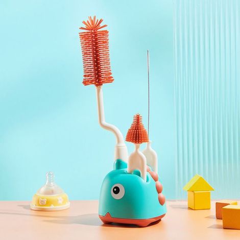 Ensemble de 3 brosses nettoyage, poignée ergonomique, fibres nylon doux, gobelets enfants pailles (1/2)