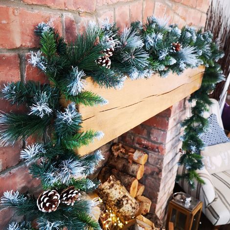 270cm x 25cm Frosted Glacier Christmas Garland with Pine Cones (1/5)