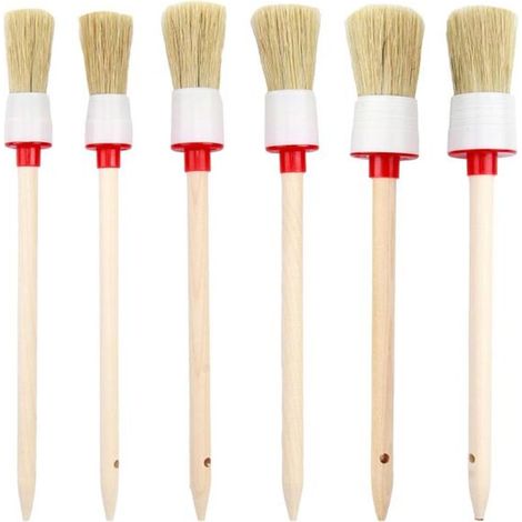 6 brosses rondes en bois naturel, 20 mm, 25 mm, 30 mm, pour peinture au craie, cire meubles, décoration intérieure et nettoyage automobile (1/5)