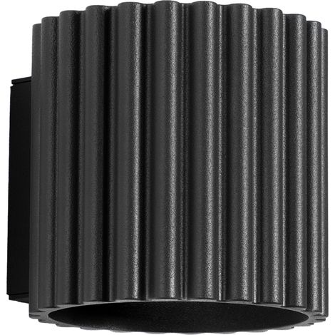 Aplique de pared moderno negro, tubo estriado, 10 cm, superior e inferior, 1xG9 10W, AURA Sollux Lighting