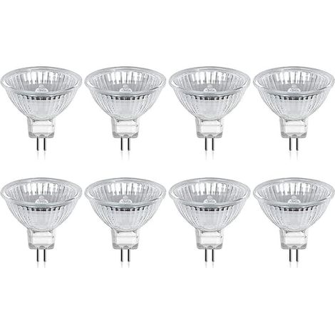 Ecleanfy - Ampoule halogène GU5.3 MR16 35 W 12 V blanc chaud 2800 K, dimmable, flux lumineux 400 lumens, culot 2 broches, lot de 8, Cisea (1/5)