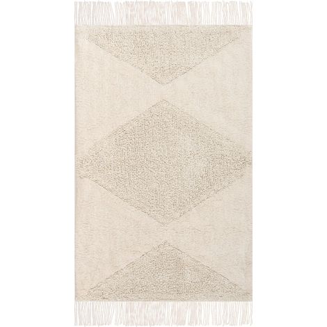 Tappeto per bambini in cotone 55 x 120 cm con motivo geometrico Beige (1/5)