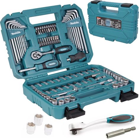 Makita 91 PC General Maintenance Kit Spanner Screwdriver Socket Set 1/4"" Drive
