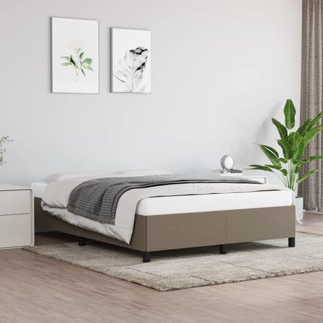 Lit double pour adulte Moderne - Cadre de lit - Taupe 140x200 cm Tissu BV707039 - BonneVie (1/5)