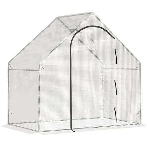 Invernadero 180 x 100 x 168 cm con puerta enrollable y ventana superior, blanco (1/5)