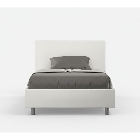 Cama francesa y medio contenedor 120x200 símil piel Adele P1 - Blanco (1/5)