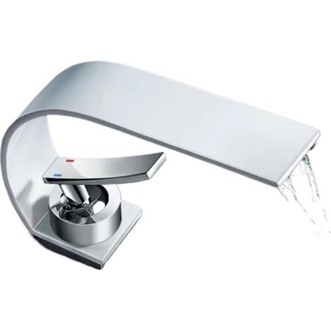 Robinet cascade pour vasque, inox, blanc, eau chaude/froide (1/5)