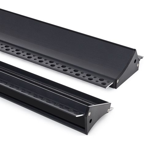 Perfil Aluminio Empotrable para Escayola / Pladur para Tira LED hasta 20mm con Tapa Continua Negro 2 m Negro traslúcido