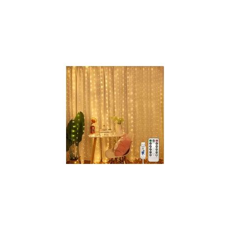 300LED Guirlande Lumineuse,3M USB Rideau Lumineux Noel Intérieur,8 Modes Dimmable avec Télécommande et Minuterie, Etanche Guirlande LED,Blanc Chaud