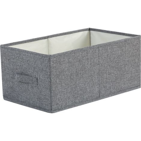 Rangement Organisé: Boîte de Stockage Foldable - Panier Tissé en Lin/Coton avec Planche PP - Grey - XL (50×40×29cm) (1/5)