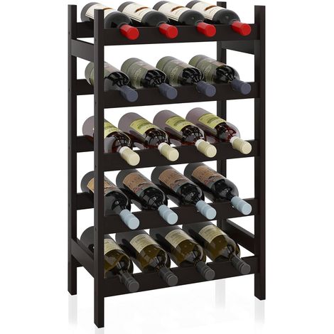 Casier à vin en bambou 5 niveaux pour 20 bouteilles noir