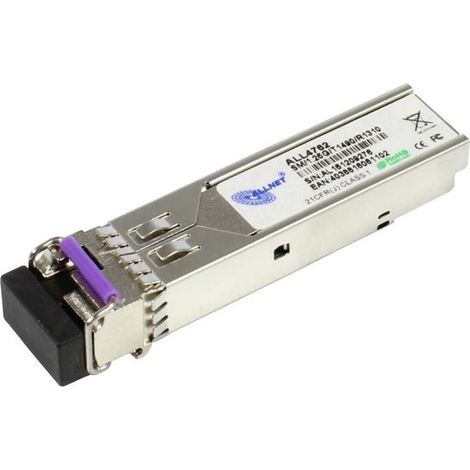 Módulo de conmutación ALLNET ALL4762 SFP (Mini-GBIC), 1000 Mbit, WDM (Bidi)/LC, Tx1490 nm/Rx1310 nm, 9u, 20 km,