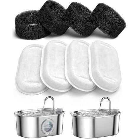 Filtre Fontaine à Eau pour Chat, 8PCS Filtres + 8PCS Éponges, Filtre Fontaine Chat avec la Résine et Charbon Actif (1/5)