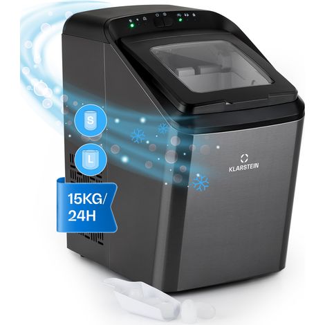 Klarstein Machine a Glacons pour la Maison, Capacité de 2,9L, Fabrique Rapidement Jusqu'à 15kg de Glacons en 2 Tailles Différentes, Machine à Glaçons, Ice Maker avec Commandes Tactiles, Autonettoyante