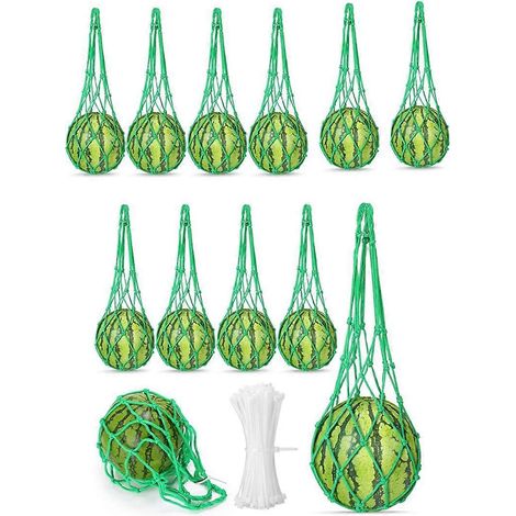 12 Stück Wassermelonen-Netz, Melonenwiege, Pflanzen- und Gartenstützen, Grün