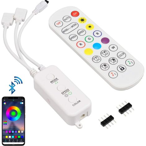 Bluetooth LED Controller, 2 Ports, 5-24V  Music sync, compatible with 5V/12V/24V, 4-pin 10mm, without power supply (1/5)