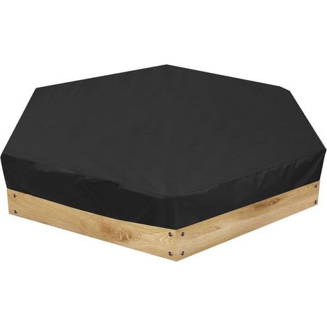 Housse de bac à sable - 180 x 150 x 20 cm - Housse de bac à sable - Housse de bac à sable - noire - pour bac à sable piscine terrasse jardin - hexagonale - Tissu Oxford 210D (1/3)