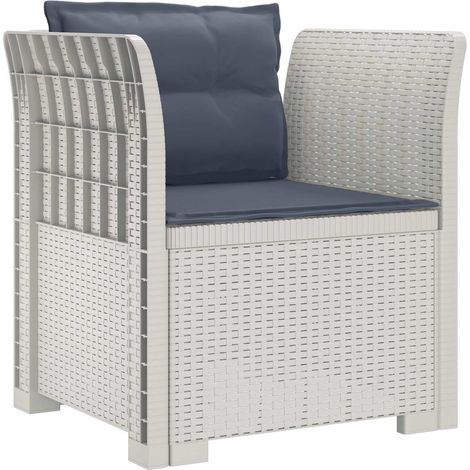 1-Seater Armchair with Cushions Rattan Look PP White vidaXL (1/5)
