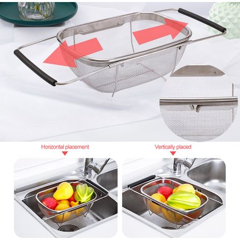 Passoire Rétractable en Acier Inoxydable Micro-Perforée pour Légumes et Fruits