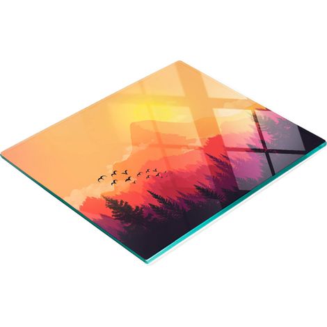Tabla de cortar de cristal para cocina con estampado de paisaje de montaña, 60x52 cm. (1/5)