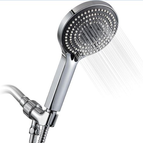 Duschkopf, Handbrause, mit 6 Massagestrahlmodi, wassersparender Duschkopf, Duschkopf, Duschbirne, groß xxl (ø 130 mm), Chrom