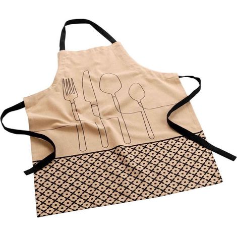 Tablier en Coton Recyclé "Cuisiline" 84cm Beige (1/4)