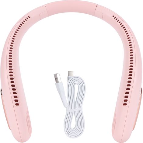 Ventilateur de cou portable 3 vitesses - Mini ventilateur électrique rose pour bureau et maison